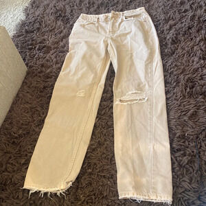 Free people distressed khaki denim jeans size 26